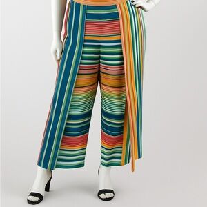 Marée Pour Toi, Multicolor Striped,Faux Wrap Pants, Size 12